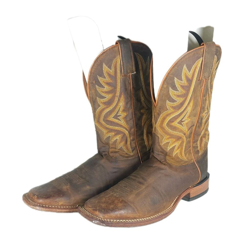 Tony Lama Men's Alfredo 11" US 9D Brown Square Toe Western Cowboy Boots